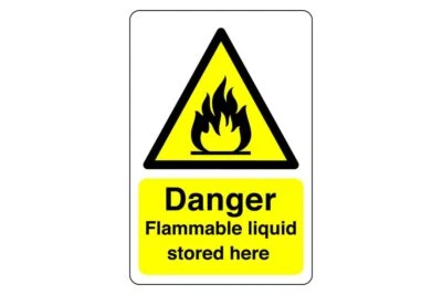 SAFETY FIRST DISPLAY LTD Danger Flammable liquid sign - PVC, Sticker or Diabond