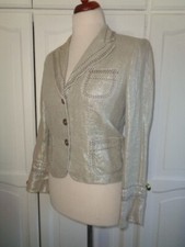 Luisa Cerano Linen Jacket With Gold & Silver Thread Work Size Uk 12 Cost £350