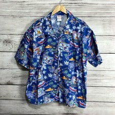 Vintage Y2K Disney Mickey Friends Hawaiian Hula Tiki Button Down Shirt XXL