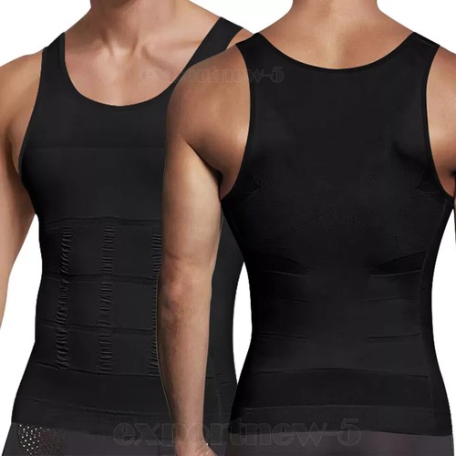 Mens Body Shaper Belly Chest Compression Shirt Slimming Tank Top Abs Vest Girdle - Picture 7 of 7