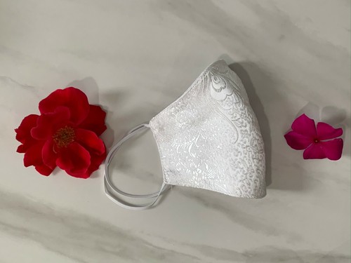 Ivory Satin Face Mask, White Bridal Mask, Wedding Mask, Bridesmaid, Made in USA - Picture 12 of 24