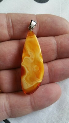 Pendentif Argent Ambre Butterscotch Caramel Beurre Amber Silver Pendant Egg yolk