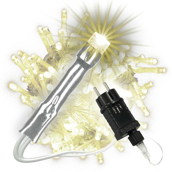 Lichterkette 100 Led Warm Weiß Transparentes Kabel Trafo Timer Weihnachts-Deko-image