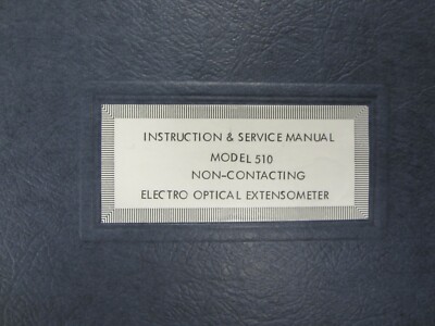 Optron 510 Non-contacting Electro-Optical Extensometer Instruction ...