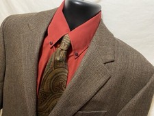 Chaps Ralph Lauren Sz 40R Brown Plaid Blazer 2 Button Sport Coat 100 Lambswool