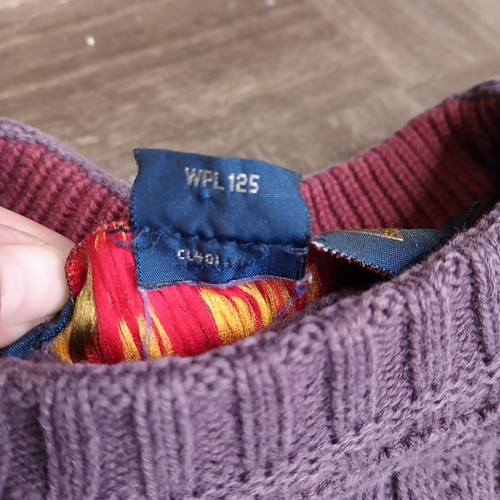 Vtg 90s Ralph Lauren Sweater Chaps Boy Scout Tag Cable Knit Purple Heavy Chunky - Picture 4 of 18