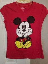 NWOT Disney Red Mickey Mouse Printed Front  Back T-Shirt, Girl's Size Medium