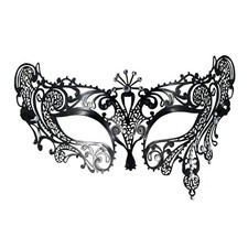 Venetian Metal Black Filigree Masquerade Mask Diamante Crystals ANNE Tear Drop