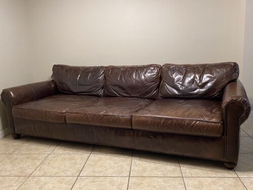 RESTORATION HARDWARE LANCASTER LUXE LEATHER SOFA DOWN CUSHION FREE SHIPPING USA