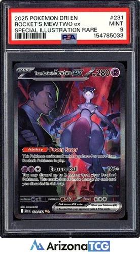 Pokemon 2025 Team Rocket's Mewtwo ex 231/182 SIR Destined Rivals PSA 9