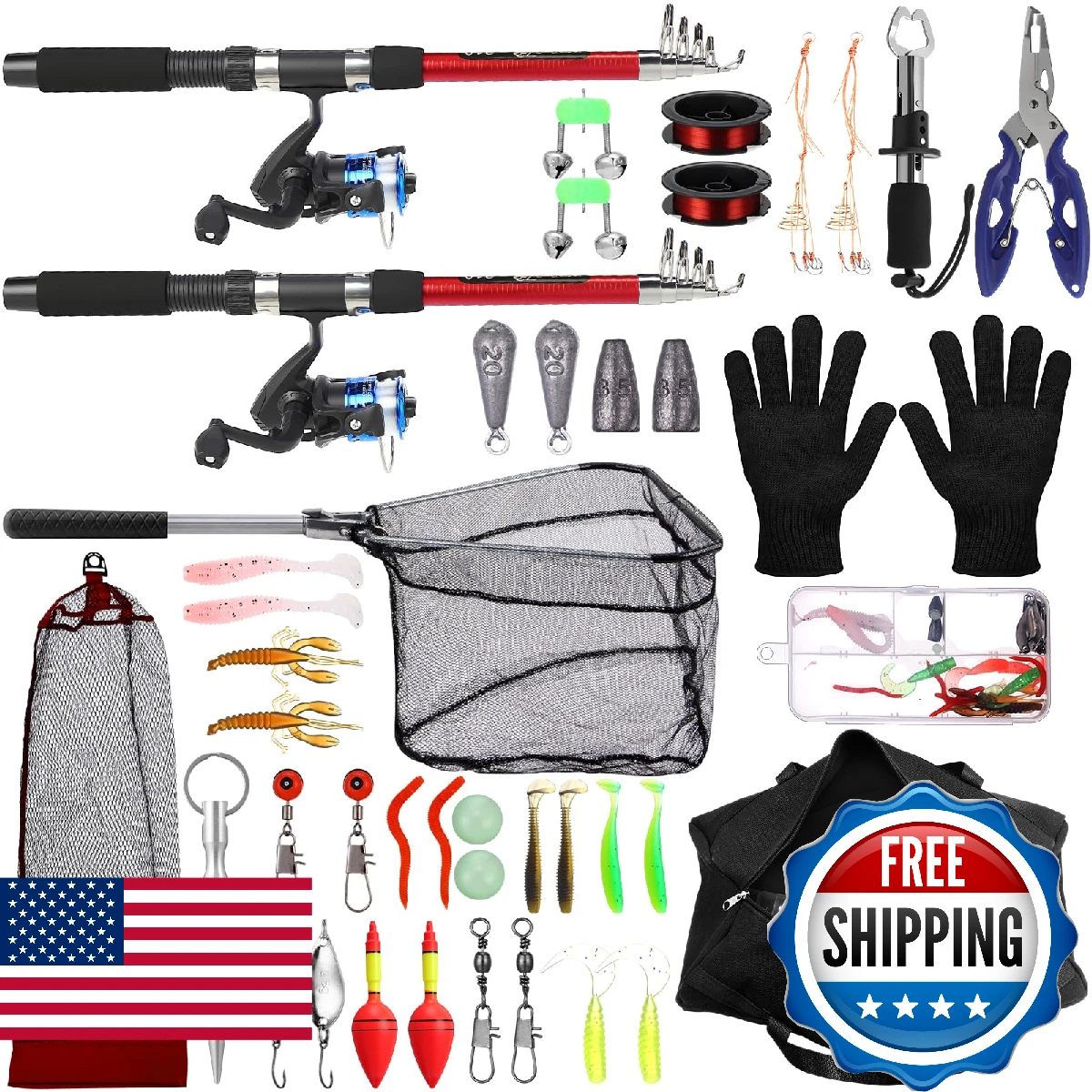 MiniInflat Telescopic Fishing Rod and Reel Combo, 6.89ft 2pcs Collapsible Rod wi