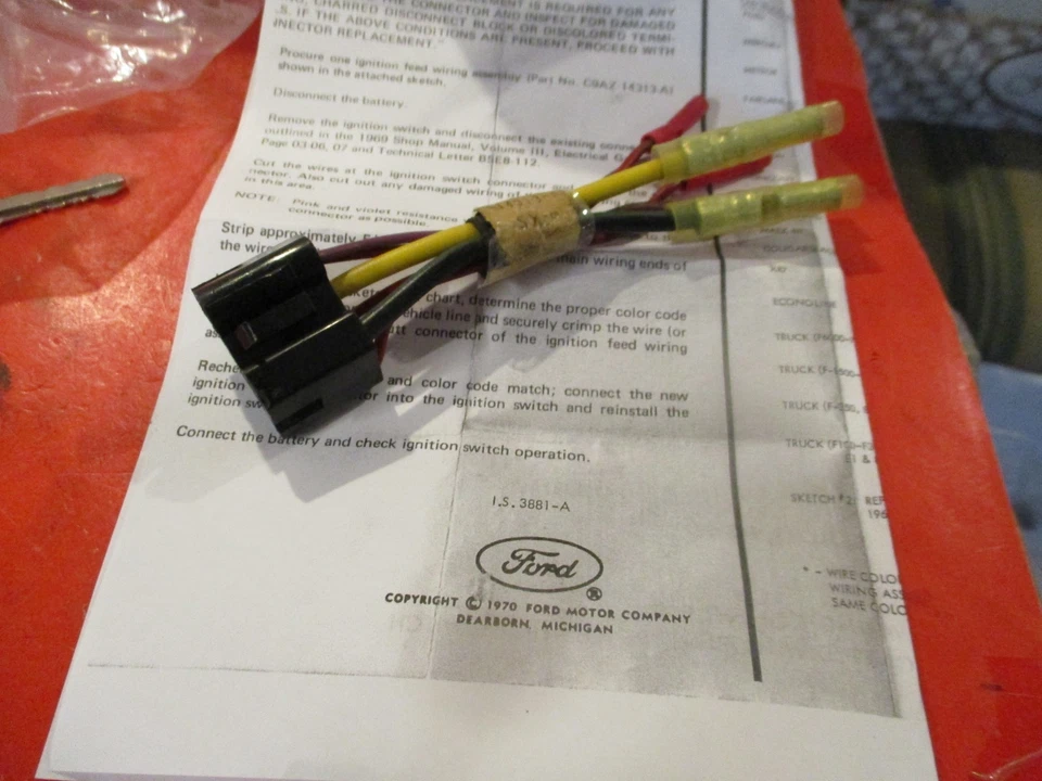 FORD F100, F250-F350 MUSTANG-COUGAR-LINCOLN 1968-70 ENCENDIDO-INTERRUPTOR-LLAVE-ARNÉS Foto 4 de 4