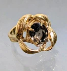 Vintage Gold Vermeil Sterling Smokey Quartz Cocktail Ring Sz 6.25