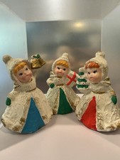 VTG Japan Set Homco Christmas Girls Chalkware...