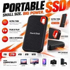 Portable External SSD 1TB 2TB 4TB USB-C High Speed Storage Drive PC Mac
