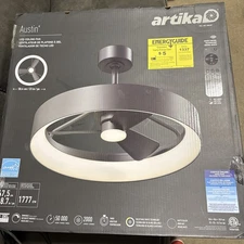 Artika Austin 23" LED Ceiling Fan Dimmable Matte Black Fandelier w/ Remote New
