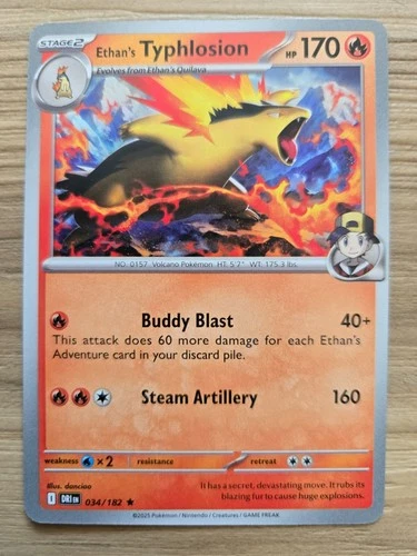 Pokemon Destined Rivals NON-Holo Rare Ethan's Typhlosion - 034 - DECK EXCLUSIVE