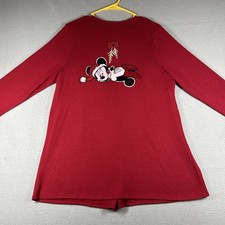Red Disney Mickey Minnie Holiday CARDIGAN Women's L Mistletoe