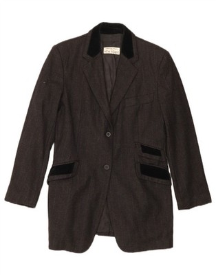 ALBERTO BIANI Damen 2 Knopf Blazer Jacke IT 44 Mittelgrau Nadelstreifen DR67