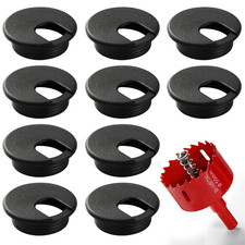 Desk Grommet 2 Inch 50 mm 10 Pieces, Desk Hole Cover for Cables Black, ABS Pla