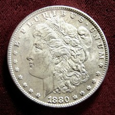 1880-P MORGAN DOLLAR, CHOICE BU.