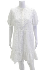 J Crew Womens White Floral Shirt Dress Collared Short Sleeve Knee Length Size 6