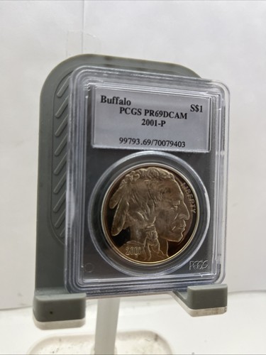2001-P Proof $1 Buffalo Commemorative Silver Dollar PCGS PF69 DCAM Deep Cameo - Picture 3 of 10