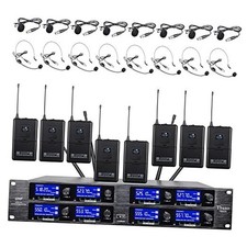 Wireless Microphone System UHF 8 Channel Lavalier Mic Bodypacks Lapel Mic 8