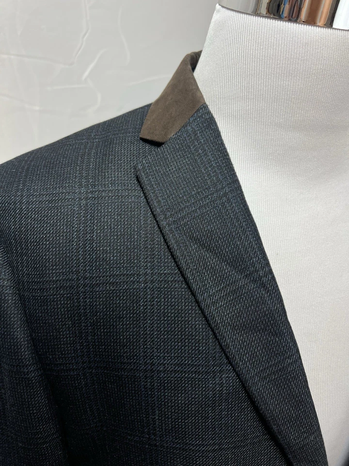 Chaqueta Blazer Abrigo Deportivo Van Heusen Para Hombre 42L Negro Cuadros Marrón Parche en el Codo Foto 2 de 4