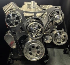 Big Block Chevy Polished Complete Serpentine Engine Pulley & Bracket Kit BBC SWP