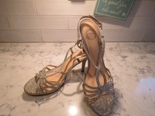 I. Miller beautiful silver glitter strappy rhinestones heels open toe size 8