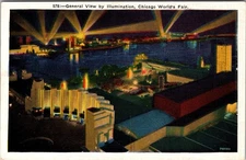 General View by Illumination, Chicago World's Fair, Night View, Postcard 