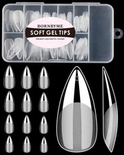 Soft Gel Nail Tips 120PCS Pre Buff Full Cover Shaped Nail Medium Stiletto