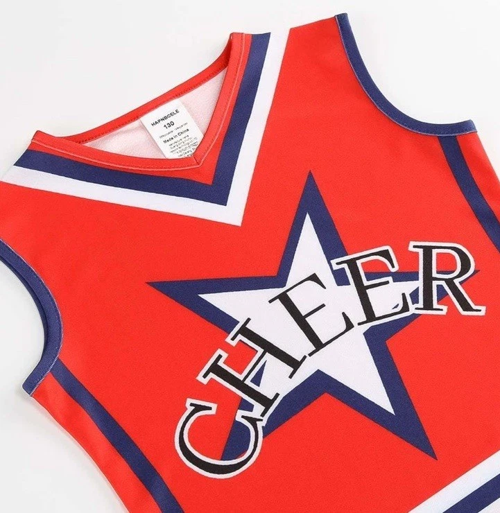 Disfraz de animadora 7 piezas con pompones - talla 9-10 años / nuevo Foto 3 de 4