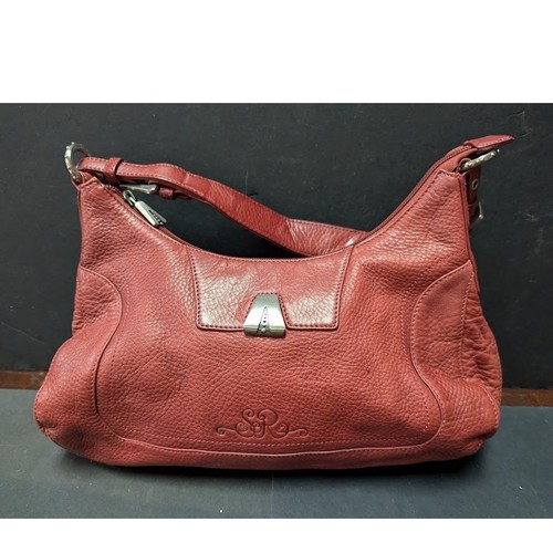 So Rachel by Longaberger Hobo handbag purse Wine leather PreOwned