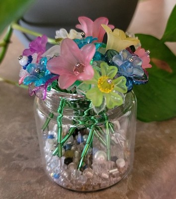 Beaded Flower Bouguet In Mini Glass Vase Forever Flowers