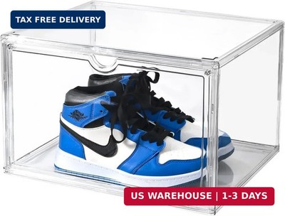 Clear Shoe Storage Box Magnetic Door Stackable XL Sneaker Case US14