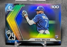 Vidal Brujan Chrome Top 100 Prospect Rookie 2022 Bowman Card BTP-29 Rays/Marlins. rookie card picture
