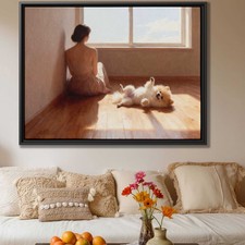 Happy Pomeranian Dog Oil Painting Canvas Living Room Art Decor Puppy Artwork