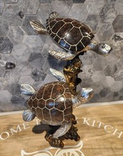 Double Sea Turtles Figurine Statue Nice Marine Ocean Life
