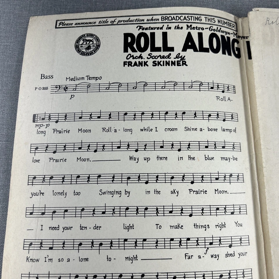 Roll Along Prairie Moon 1935 Robbins Band Arrangements Piano Guitar Sax Violin - Image 3 of 4