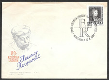 Poland FDC First Day Cover Eleanor Roosevelt Birth Anniversary Cancel 1964