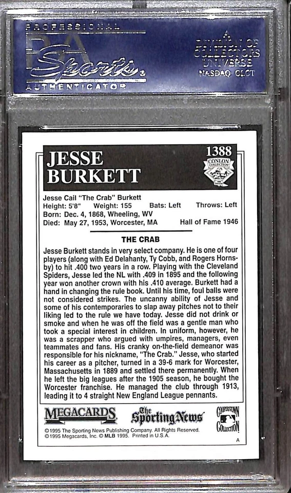 1995 Conlon Collection #1388 Jesse Burkett PSA 7 NM 16813212 - Image 2 of 3
