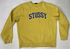 Stussy Spellout Logo Crewneck Sweatshirt Men Medium Yellow