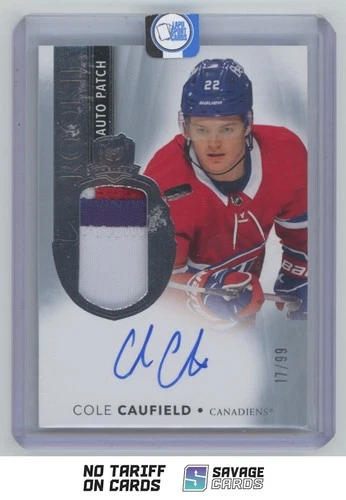 2021-22 Upper Deck The Cup Rookie Auto Patch Cole Caufield RC /99 #147 Montreal