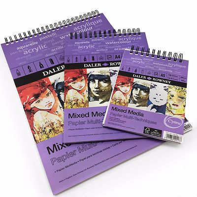 Daler Rowney Mixed Media Spiral Sketchpad 250gsm 30 Pages  A3/A4/A5