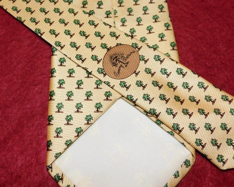 CORBATA CON MOTIVO DE ÁRBOL AMARILLO/VERDE/MARRÓN TOMMY BAHAMA - CORBATAS PARA EL CUELLO - CORBATAS DE DISEÑADOR. Foto 3 de 3