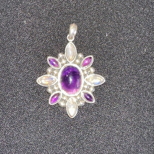 Beautiful Sterling Silver  925 amethyst moonstone  Pendant - Picture 1 of 3