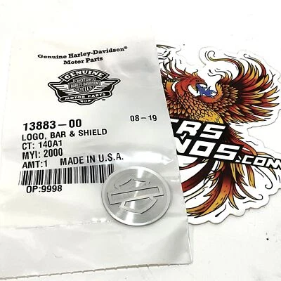 NEW Genuine Harley 1-1/8" Bar & Shield Logo Medallion Backrest Emblem 13883-00 - Image 1 of 4