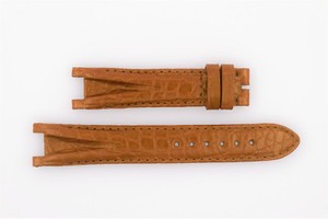 Bracelet De Montre Alpina MONTEGA - Cuir Crocodile Noir - Largeur 19 Mm - Occasion